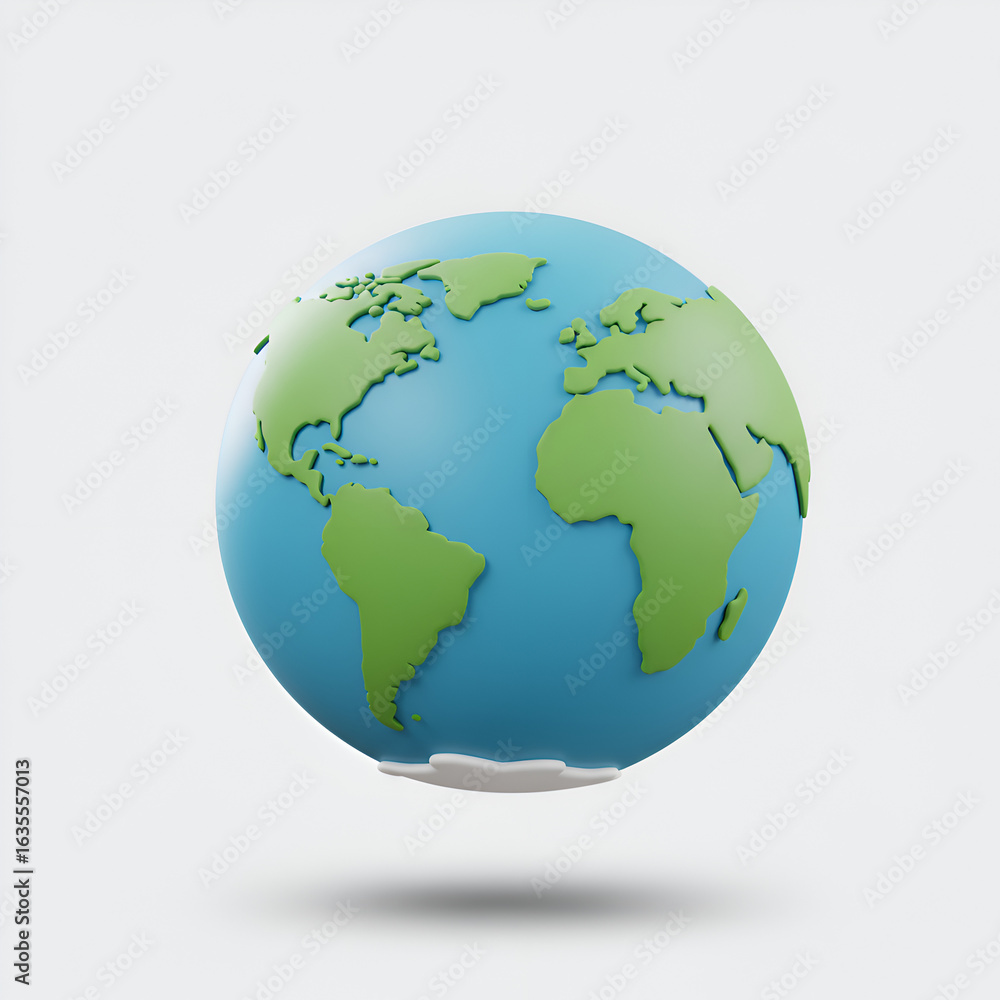 Naklejka premium Realistic 3D Illustration of Earth Globe Isolated Against White Background