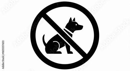 Elegant Black Silhouette of a dog ban and there is a fierce dog Minimalist Vector Illustration