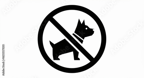 Elegant Black Silhouette of a dog ban and there is a fierce dog Minimalist Vector Illustration