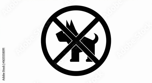 Elegant Black Silhouette of a dog ban and there is a fierce dog Minimalist Vector Illustration
