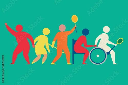 Dynamic vector illustration showcasing paralympic athletes and spirit