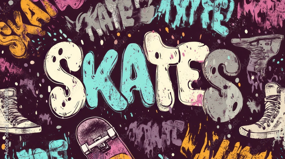 Fototapeta premium Skates graphic design illustration