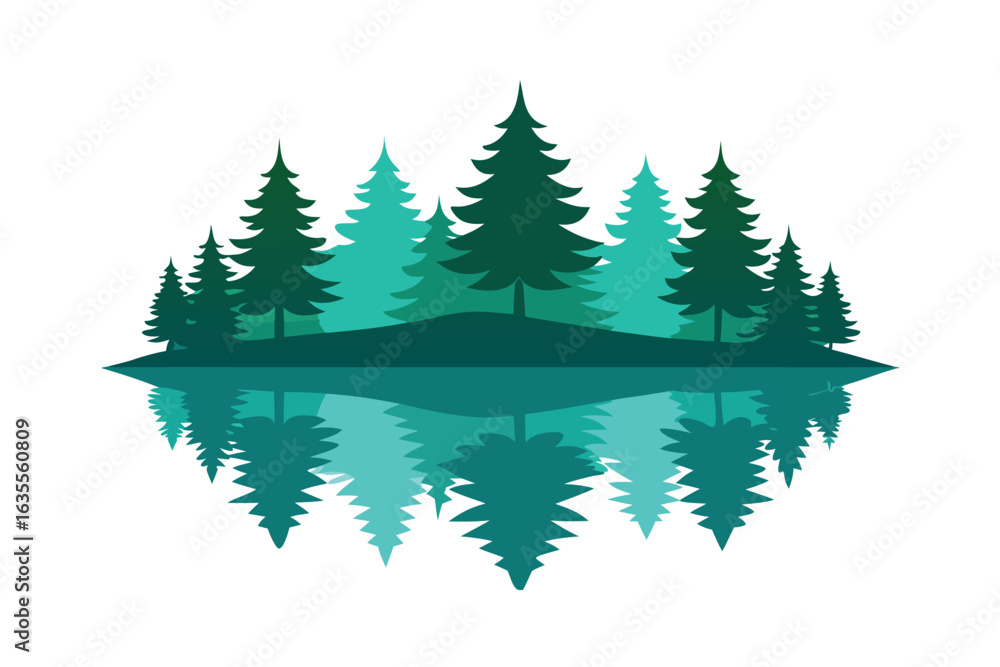 Obraz premium Serene forest landscape with water reflection