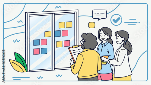Scrum team project management agile kanban board meeting collaboration workflow planning and discussion session