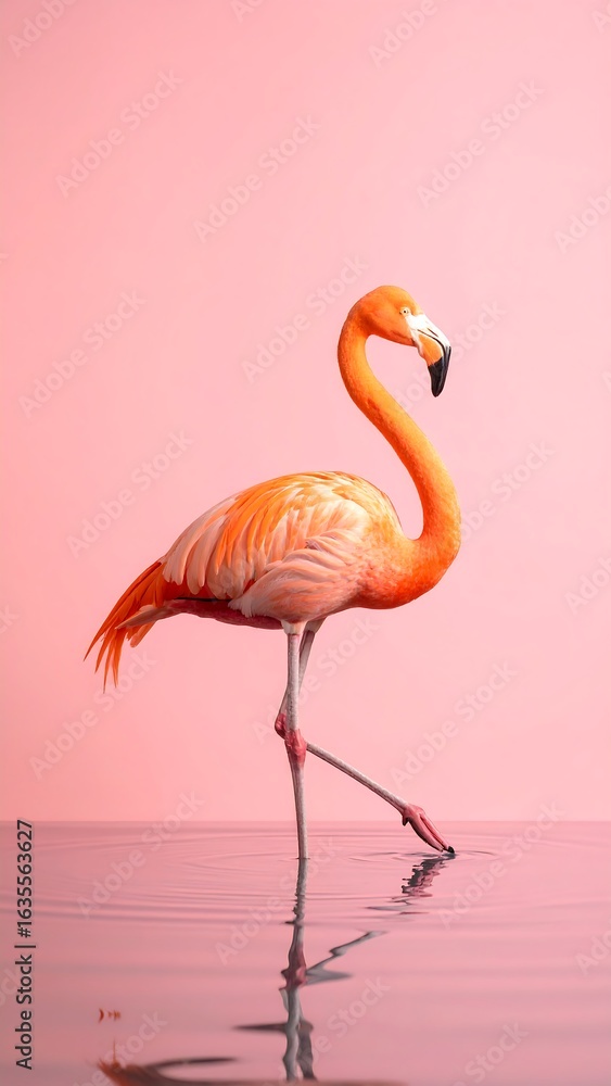Fototapeta premium Flamingo on pink