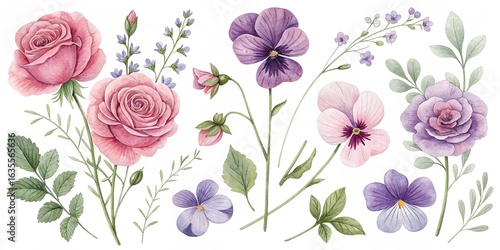 Wallpaper Mural Pink and white tulip flowers create a beautiful spring floral vector illustration with a seamless nature pattern Torontodigital.ca
