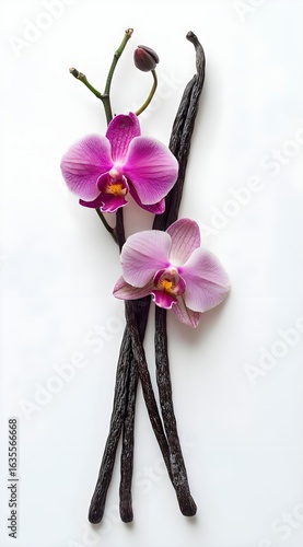 Vanilla Beans and Orchid Flowers