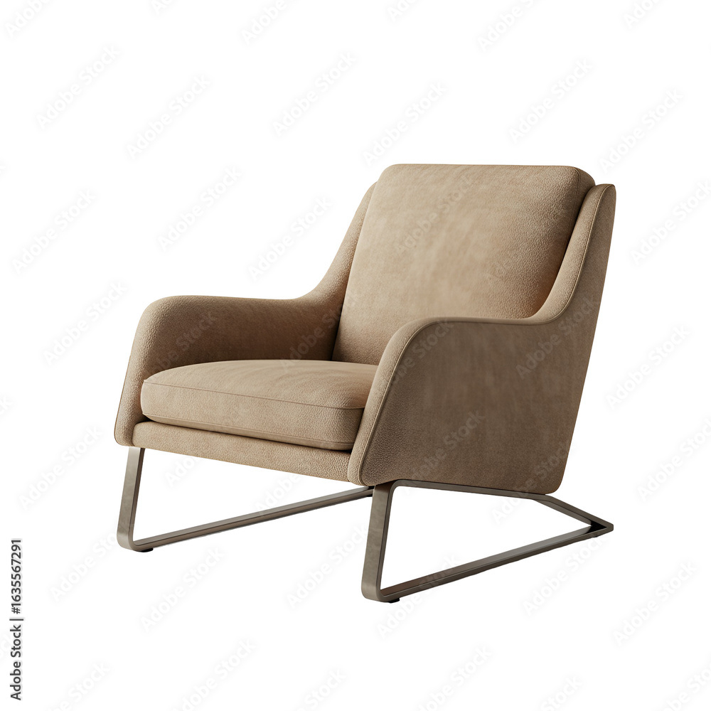Fototapeta premium Realistic 3D Render of Isolated Beige Armchair with Transparent Background