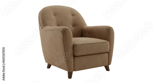 Realistic 3D Render of a Brown Armchair Isolated with Transparent Background
