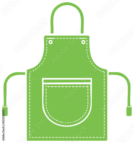 Green apron illustration, cooking garment for home or restaurant use