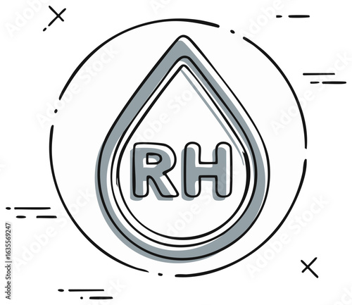 Humidity Level Icon Hand Drawn, Relative Humidity Control, Weather Forecast, Water Drop