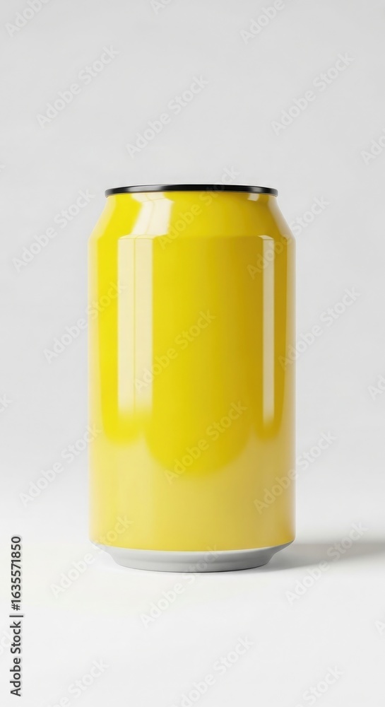 Fototapeta premium Yellow Soda Can on White Background beverage can drink