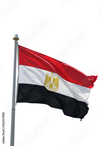 Photo of Egypt National Flag Waving in the Wind Against Transparent Background