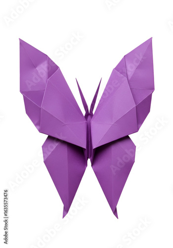 Purple Origami Butterfly Isolated On Transparent Background Illustration