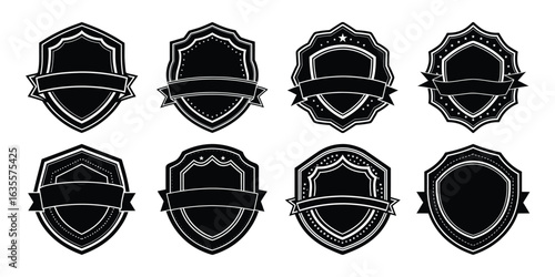 Collection of security shield icons. Protect shield security line icons. Vector illustration. Badge quality symbol, sign, logo or emblem.
