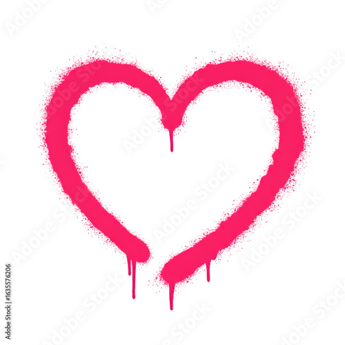 Pink Spray Paint Heart Shape Isolated On Transparent Black Background