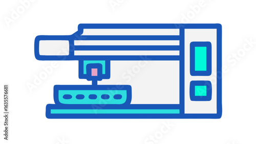 Industrial cnc milling machine vector illustration for manufacturing and engineering applications design