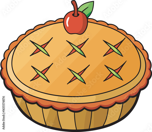 Delicious apple pie cartoon. apple pie isolate on white background