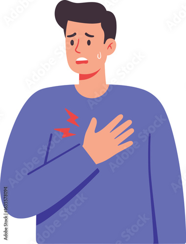 stylish elegant modern detailed professional high quality Man Holding His Chest in Pain