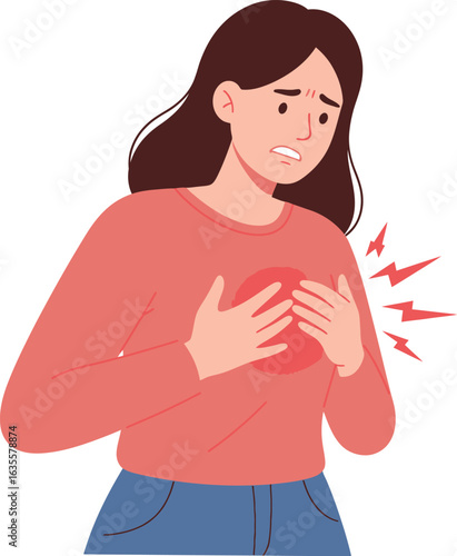 stylish elegant modern detailed professional high quality Woman Experiencing Heart Pain or Discomfort