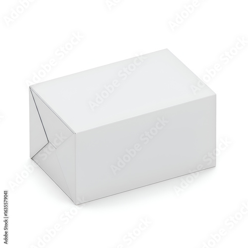 Photo of White Box with Folded Edges Isolated on White Background