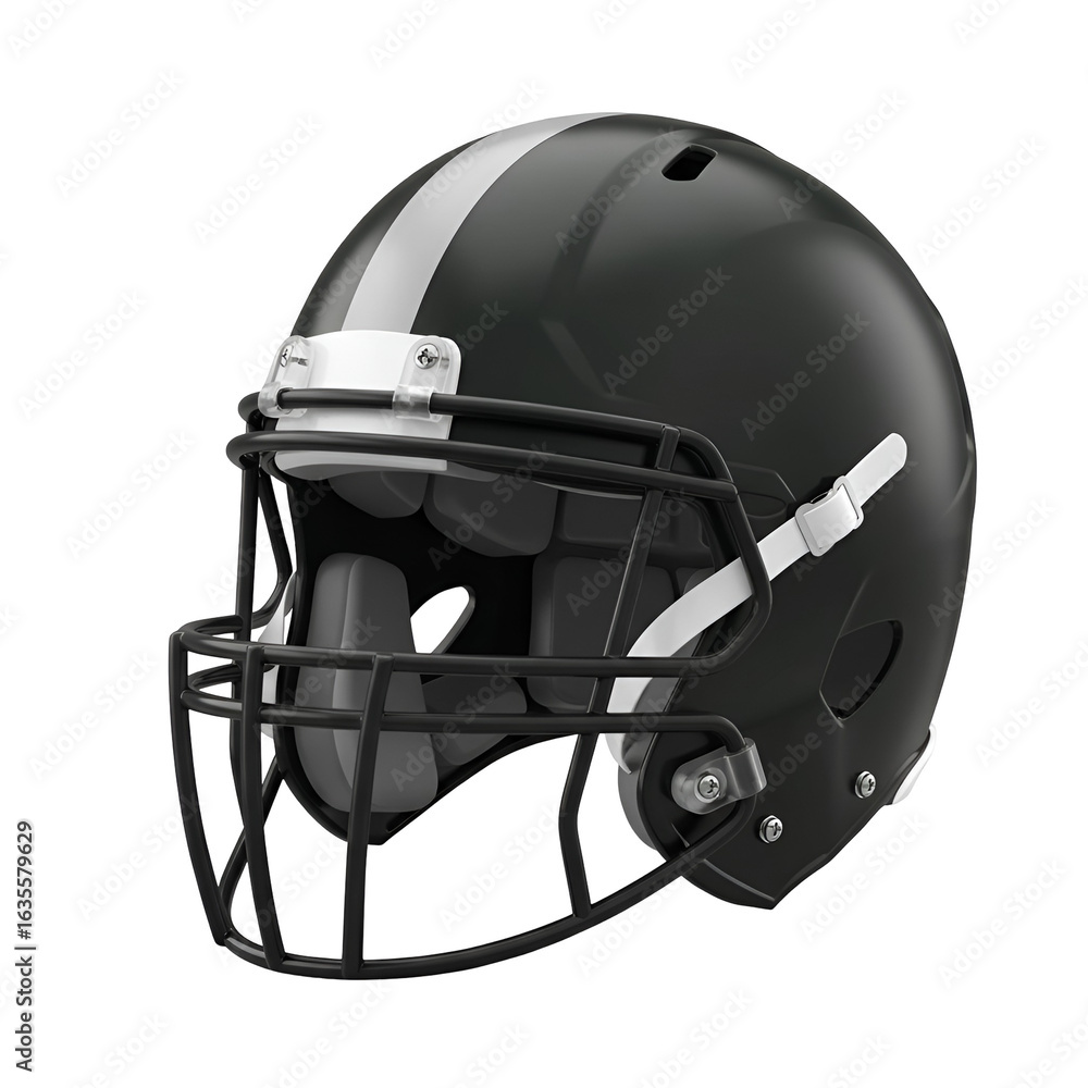 Fototapeta premium Realistic 3D Rendered Black Football Helmet Isolated on Transparent Background