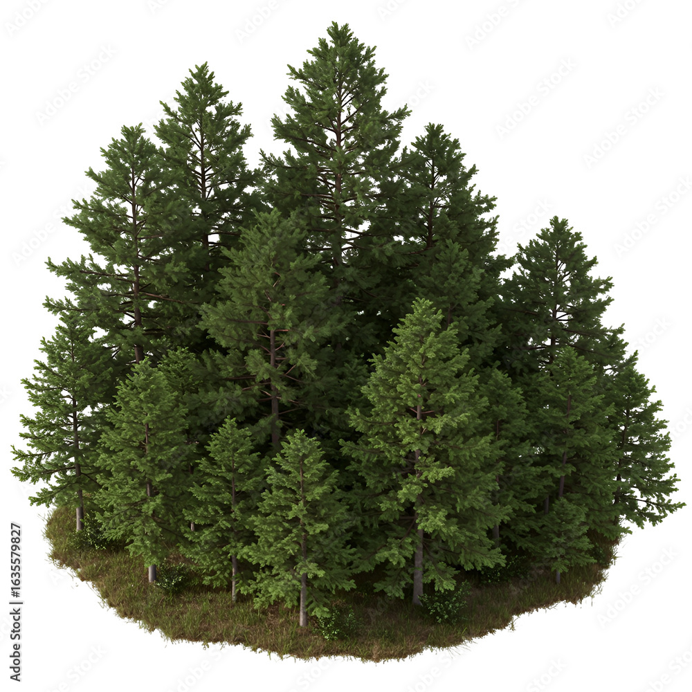 Fototapeta premium Realistic Image of Lush Green Forest Trees on Transparent Background