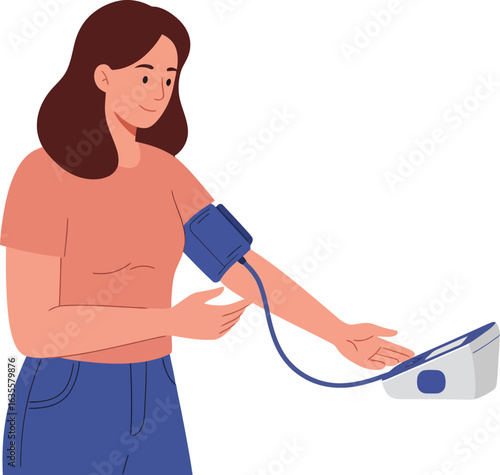 stylish elegant modern detailed professional high quality Woman Using a Blood Pressure Monitor
