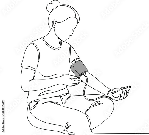 clean stylish elegant modern detailed professional high quality Woman Taking Her Blood Pressure