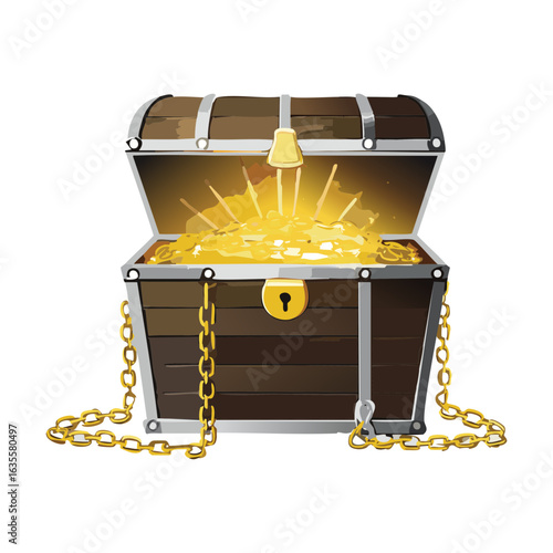 Treasure Chest with Gold and Glowing Light