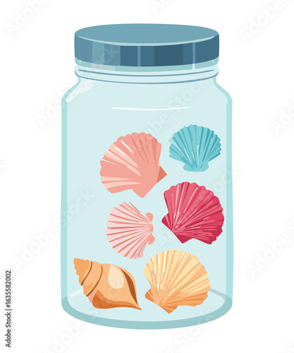 Glass Jar Full of Beautiful Seashells