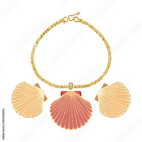 Gold Chain with Scallop Shell Pendant