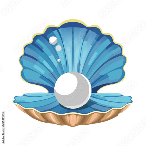 Blue Sea Shell with Shiny Pearl