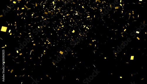 Gold confetti bursts against a black background