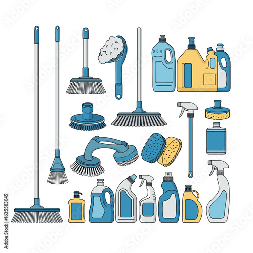 Essential cleaning tools and supplies for a sparkling home environment