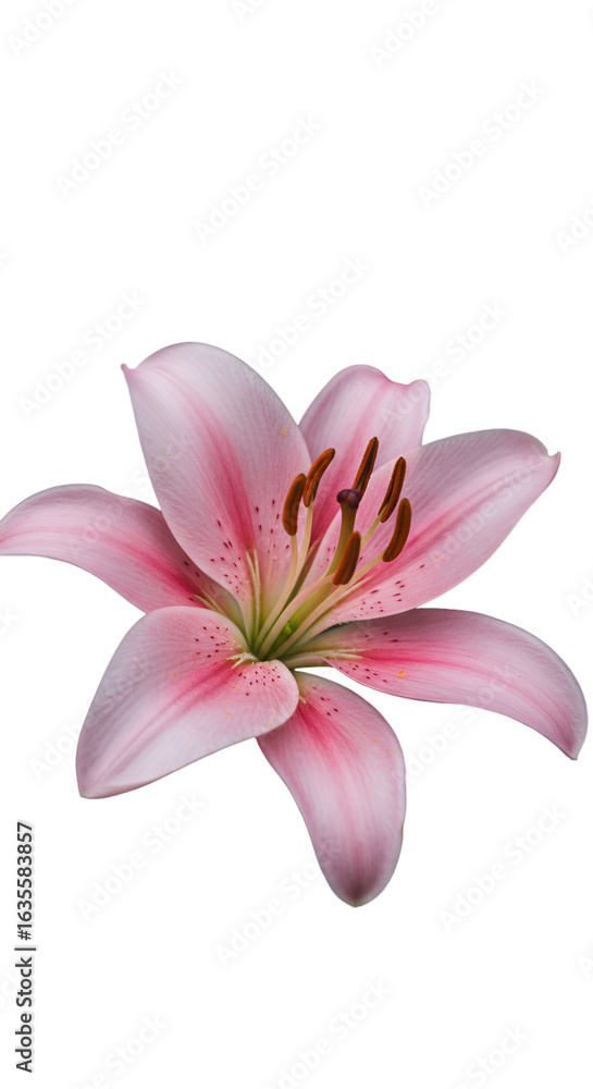 Naklejka premium Pink Lily Flower Isolated on a Transparent Black Background Photo