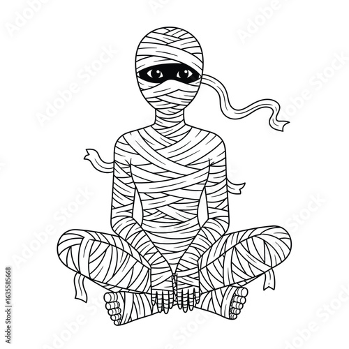 Meditating Mummy Illustration