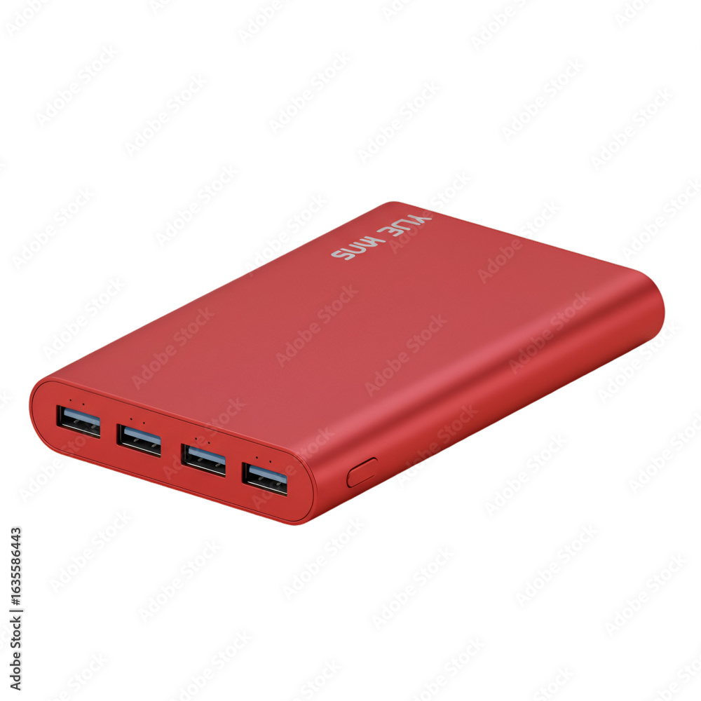 Fototapeta premium Red Power Bank Illustration Isolated on Transparent Background