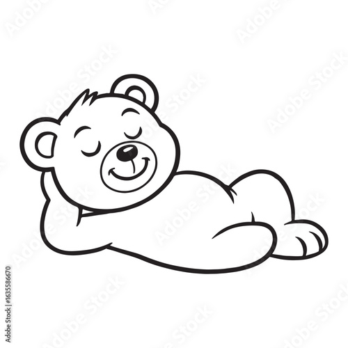 Line art of bear reclining cartoon vector
