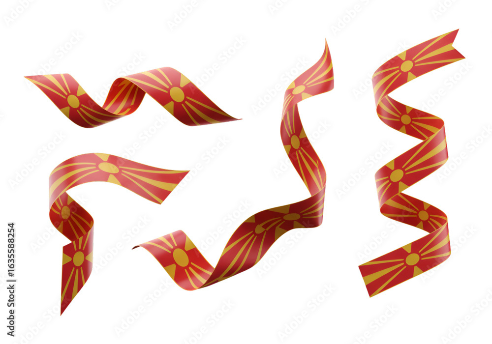 Fototapeta premium Ribbons of Macedonia Flag Illustration with Transparent Background