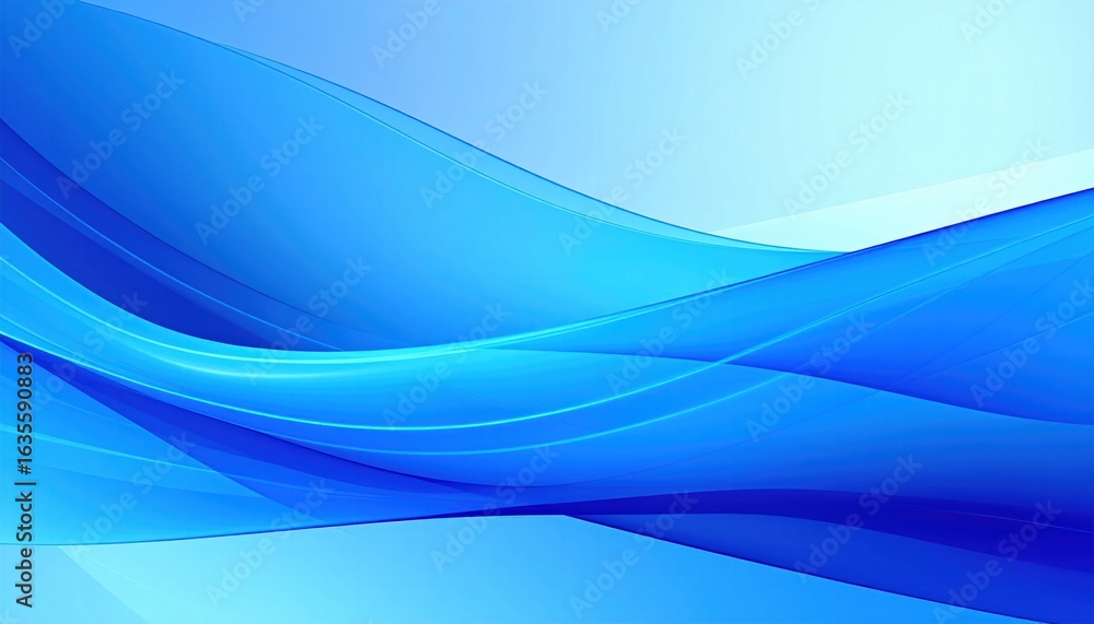 Obraz premium Abstract Blue Waves Flowing Smoothly Across a Light Gradient Background