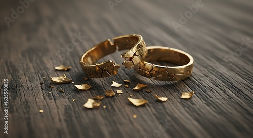Broken Ring Showing Separation and Loss on Wooden Surface
