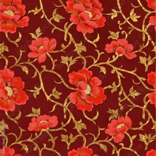 Vintage ditsy Floral pattern wallpaper pattern seamless embroidery . Ikat indigo flower motif traditional. Aztec style abstract illustration vintage design for print template.