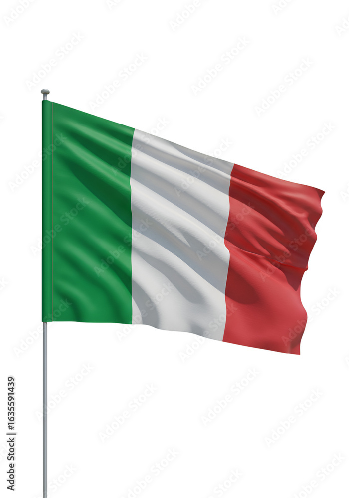 Obraz premium Realistic Photo Of The Waving Italian Flag In The Wind Isolated Against Transparent Background