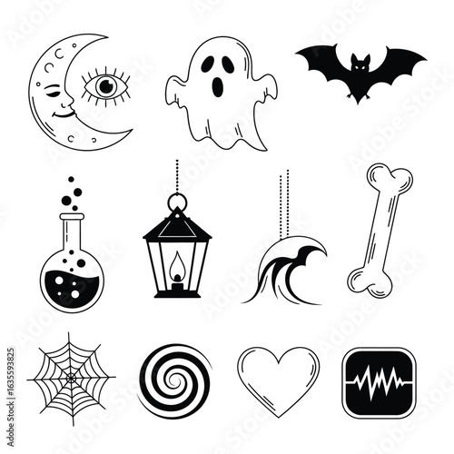 Halloween Mystical and Spooky Icons Set