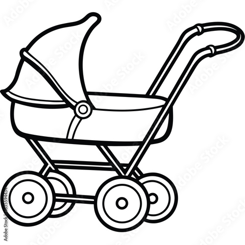 Classic vintage baby stroller silhouette for newborn transportation and family needs