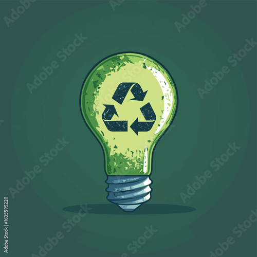 Light bulb with recycle symbol. Green ecology and environment concept. Vector illustration