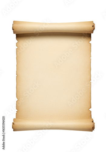 Vintage Paper Scroll Illustration with Beige and Brown Tones on Transparent Background