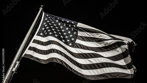 american flag on black background