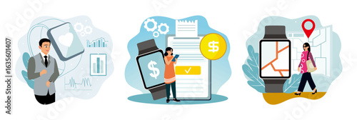 Smartwatch health care, smartwatch payments, smartwatch navigation.